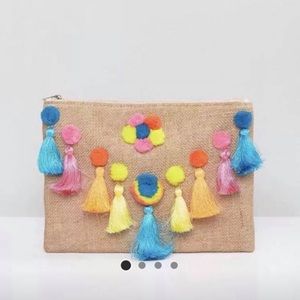 ASOS basket pom tassel clutch